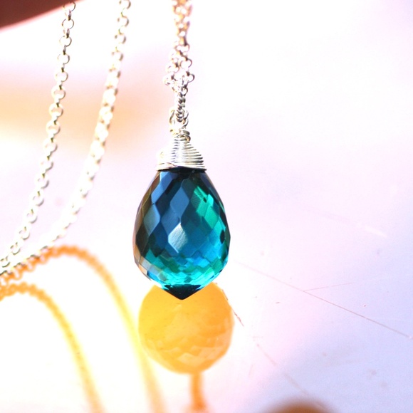 Handcrafted Sterling Silver Paraiba Tourmaline Pendant, October Birthstone - Picture 3 of 8